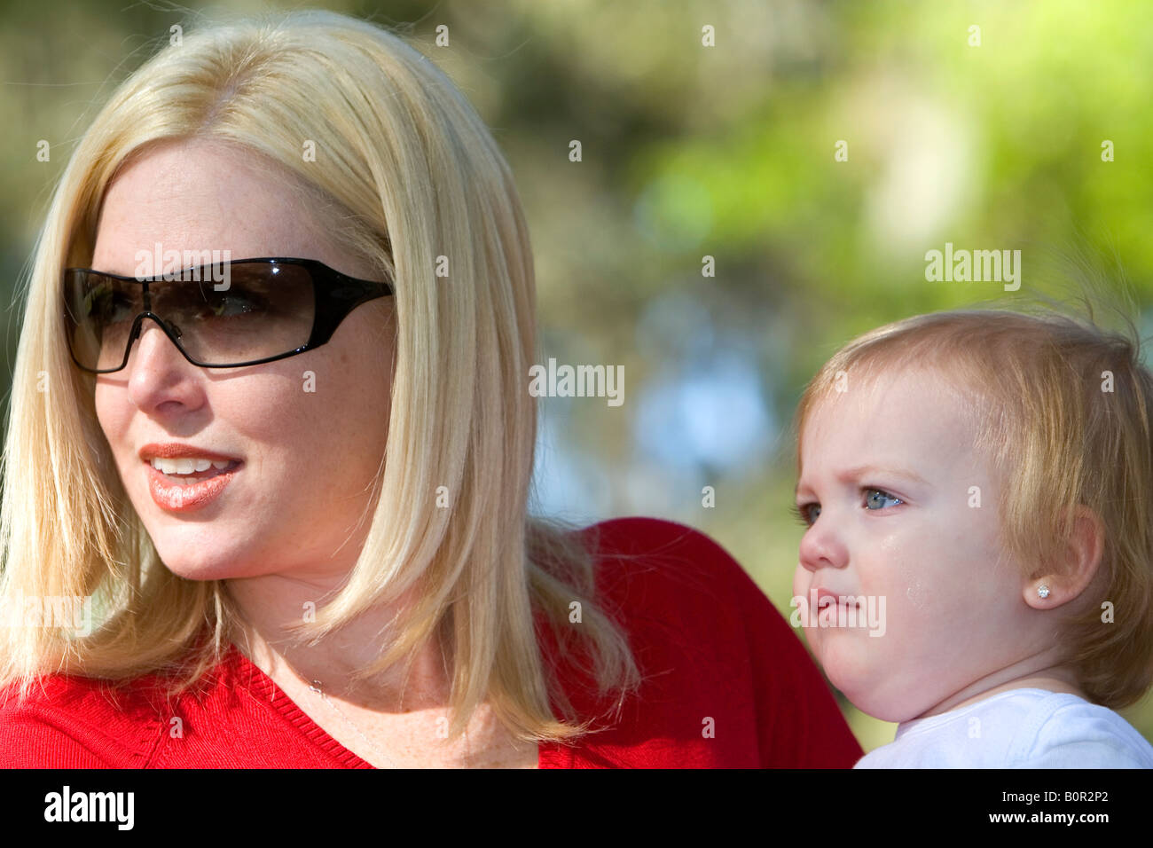 32 year old mother and her 15 month old daughter in Tampa Florida Stock Photo