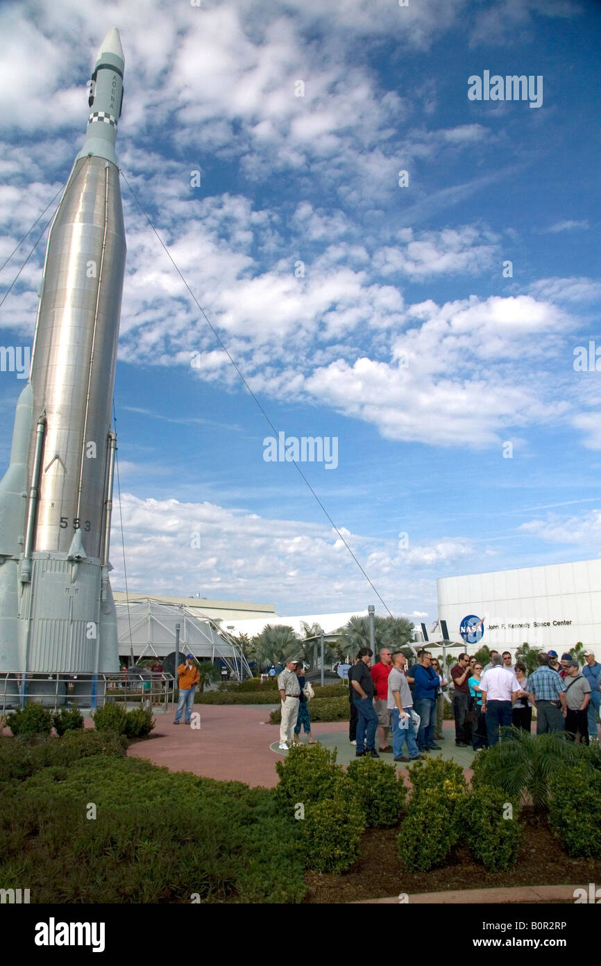 Rocket Garden at the Kennedy Space Center Visitor Center in Cape Canaveral Florida Stock Photo