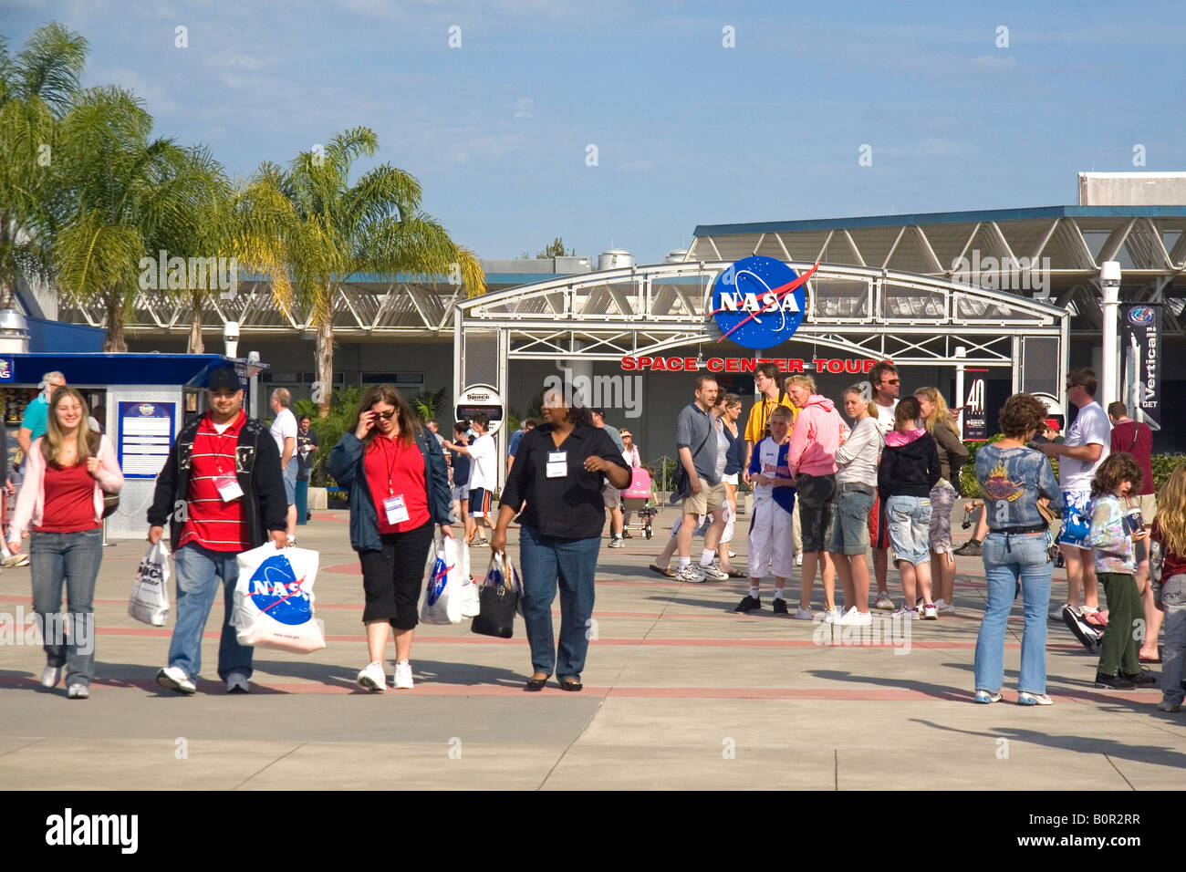 Visitors at the Kennedy Space Center Visitor Complex in Cape Canaveral Florida Stock Photo