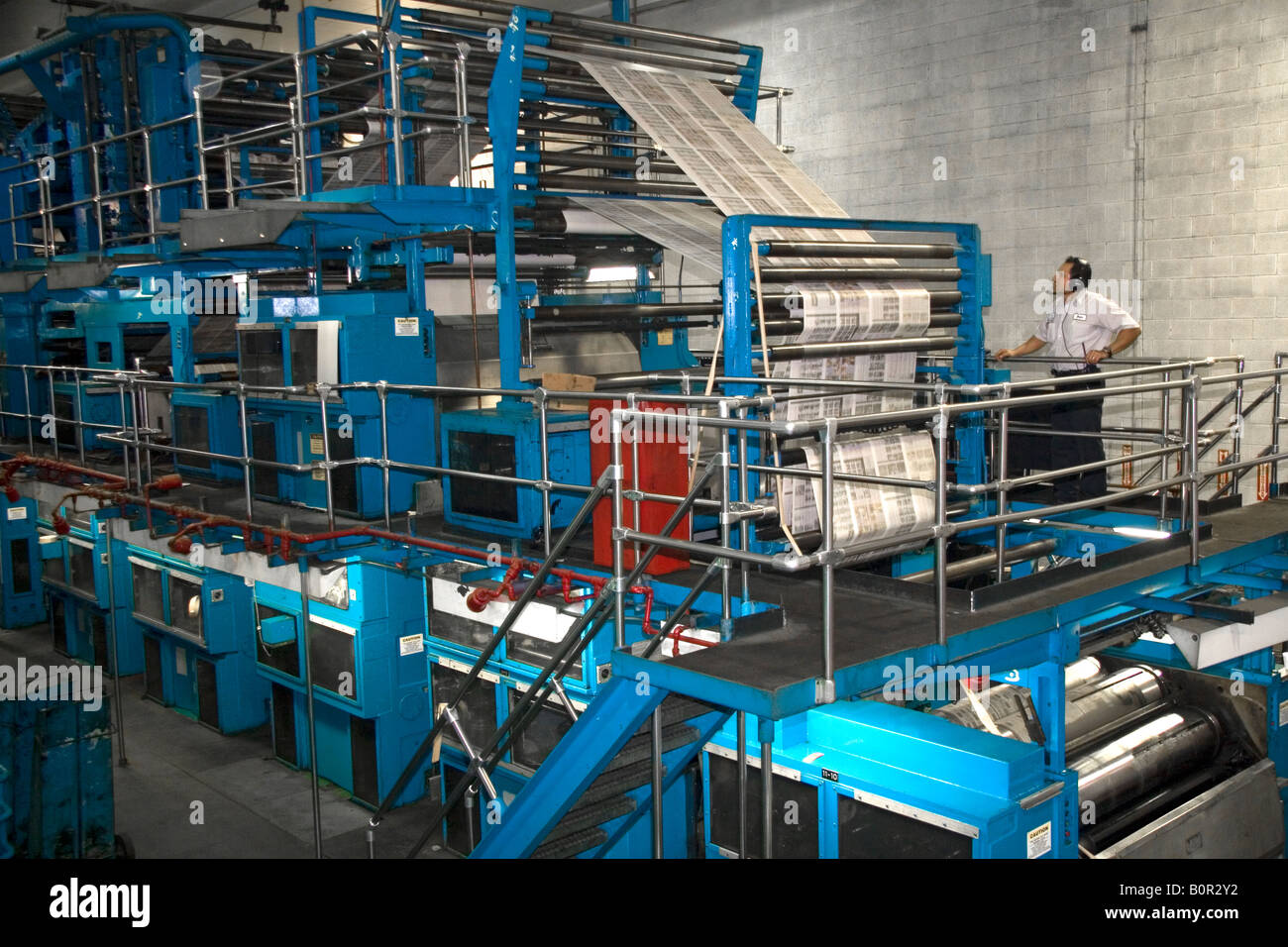 Rotary printing press at the Houston Chronicle in Houston Texas Stock Photo