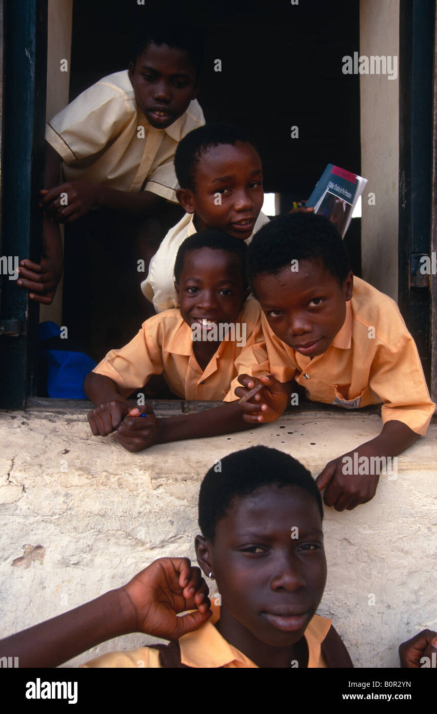 Group of boys at Okuapemman School Akropong in Ghana Stock Photo