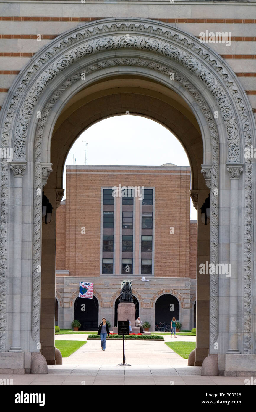 Large archway on the campus of William Marsh Rice University in Houston Texas Stock Photo