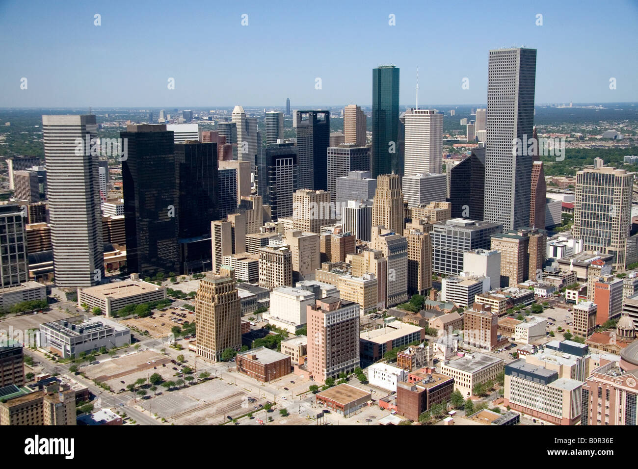 Aerial view of downtown Houston Texas Stock Photo