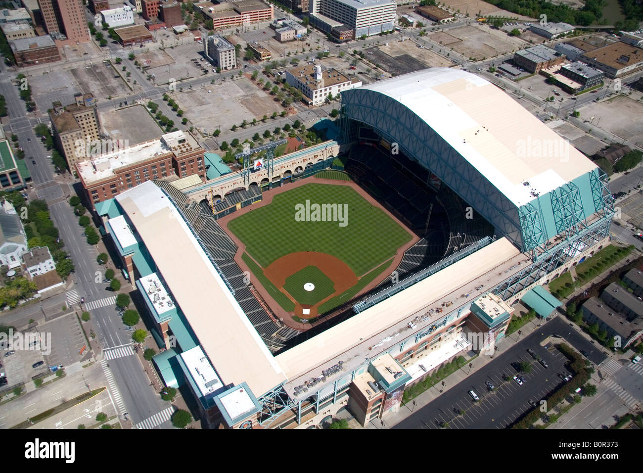 Aerial view of Minute Maid Park baseball stadium in Houston Texas Stock  Photo - Alamy