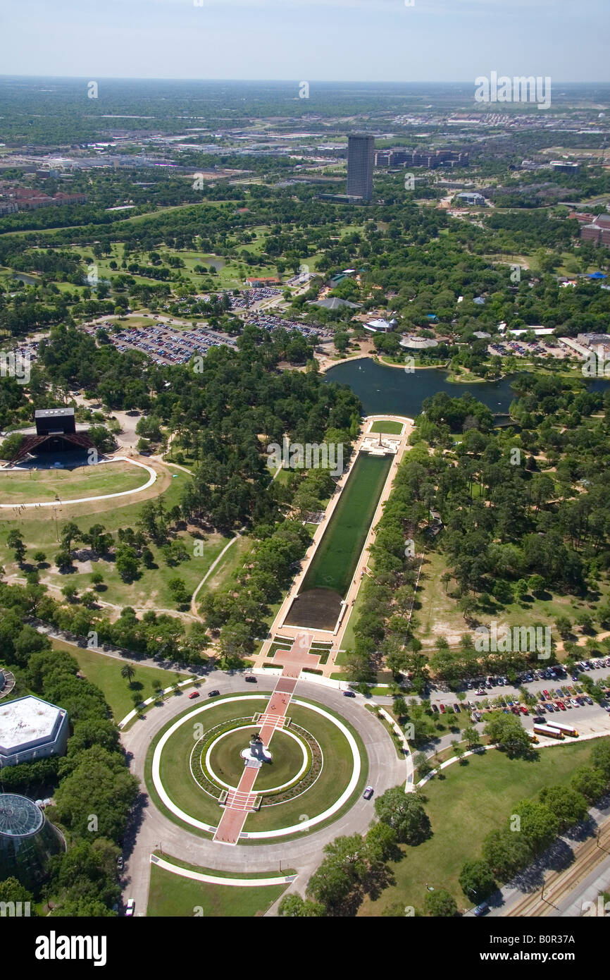 Aerial view of Hermann Park in Houston Texas Stock Photo