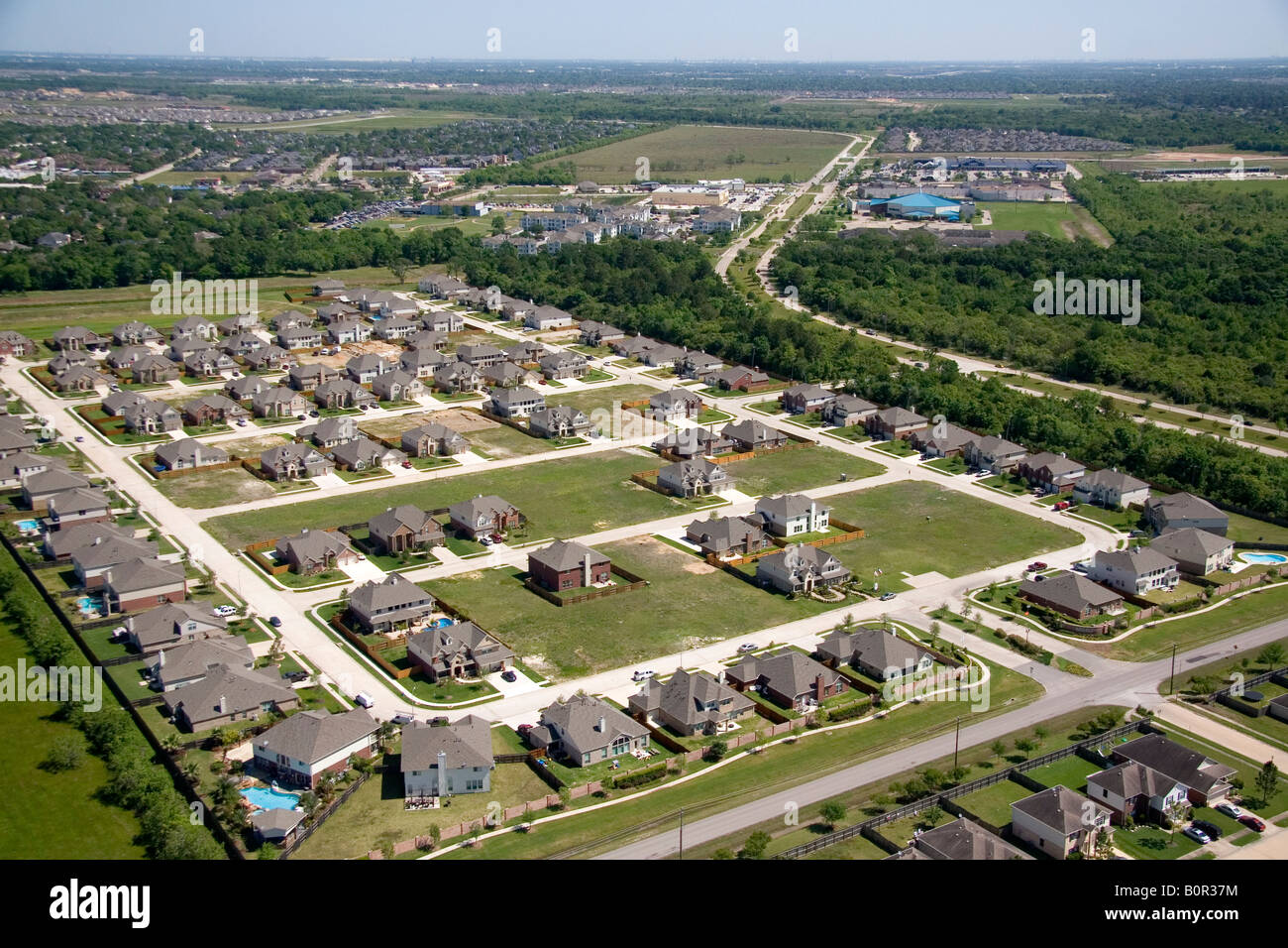 Aerial view of a suburban subdivision near Houston Texas Stock Photo ...
