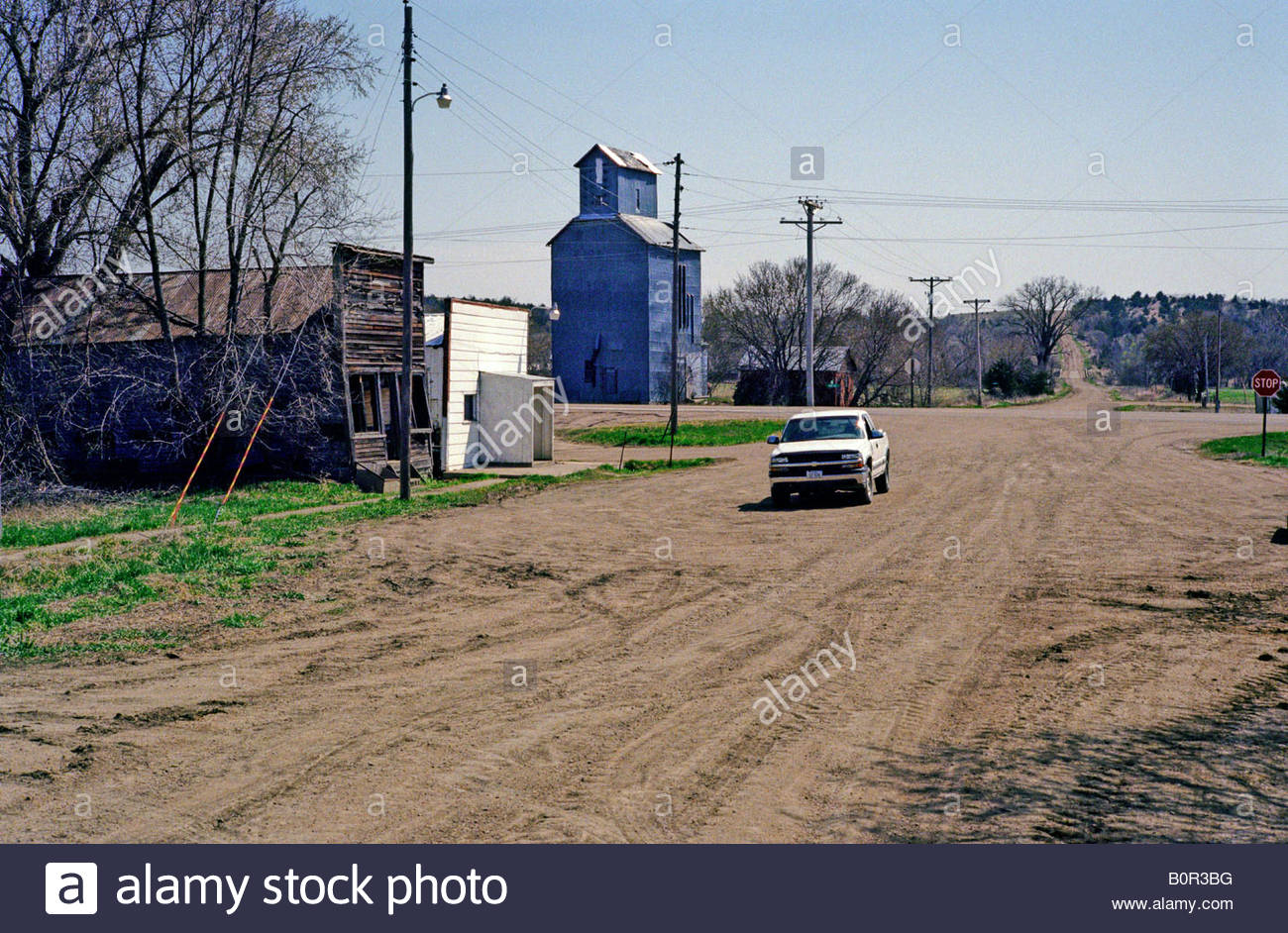 Town centre of Monowi, Nebraska, USA. Registered population of one