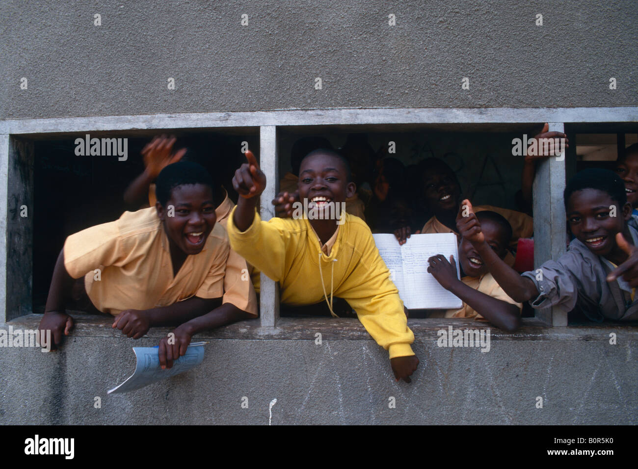 Group of boys at Okuapemman School Akropong in Ghana Stock Photo