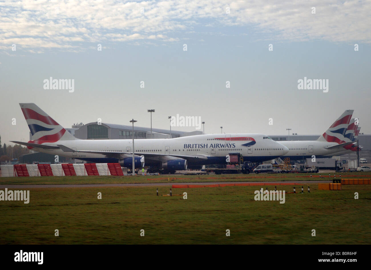 Bristol airport Boeings of Britisch Airways at the gates Stock Photo