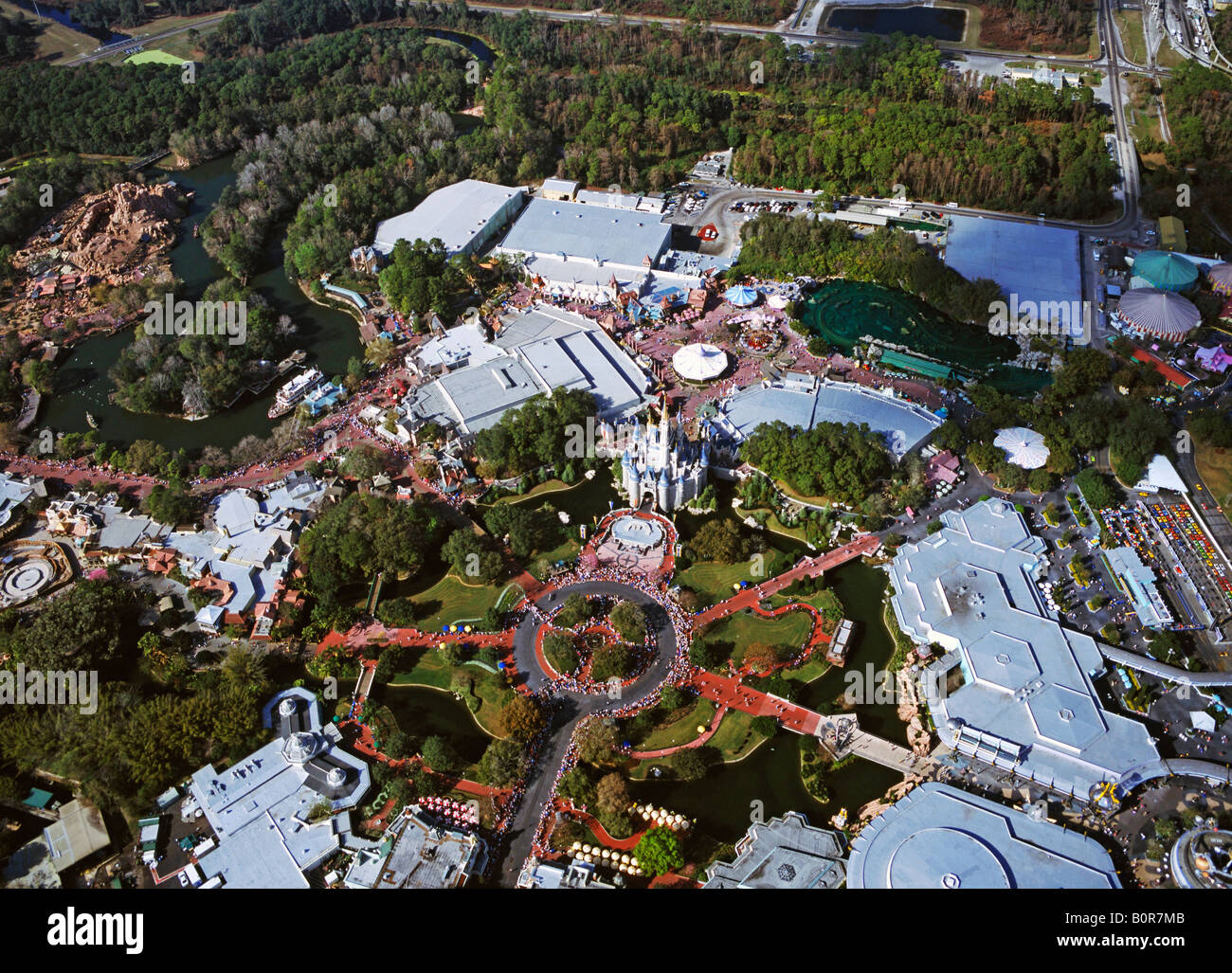 aerial above Disney World Orlando Florida Magic Kingdom Stock Photo