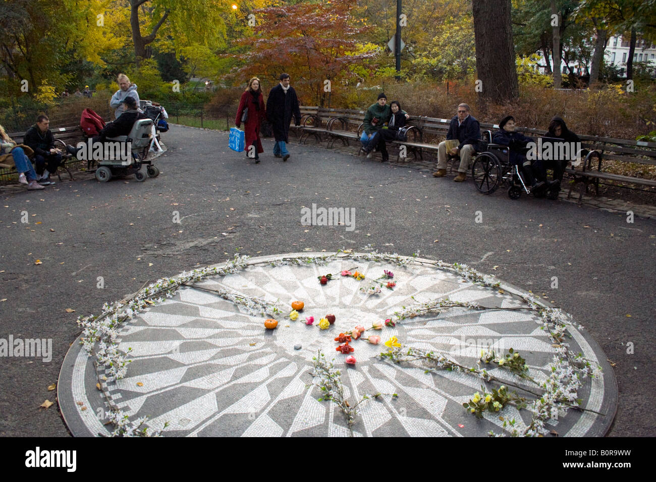 Imagine the memorial to John Lennon in Strawberry Fields Central Park New York City Stock Photo