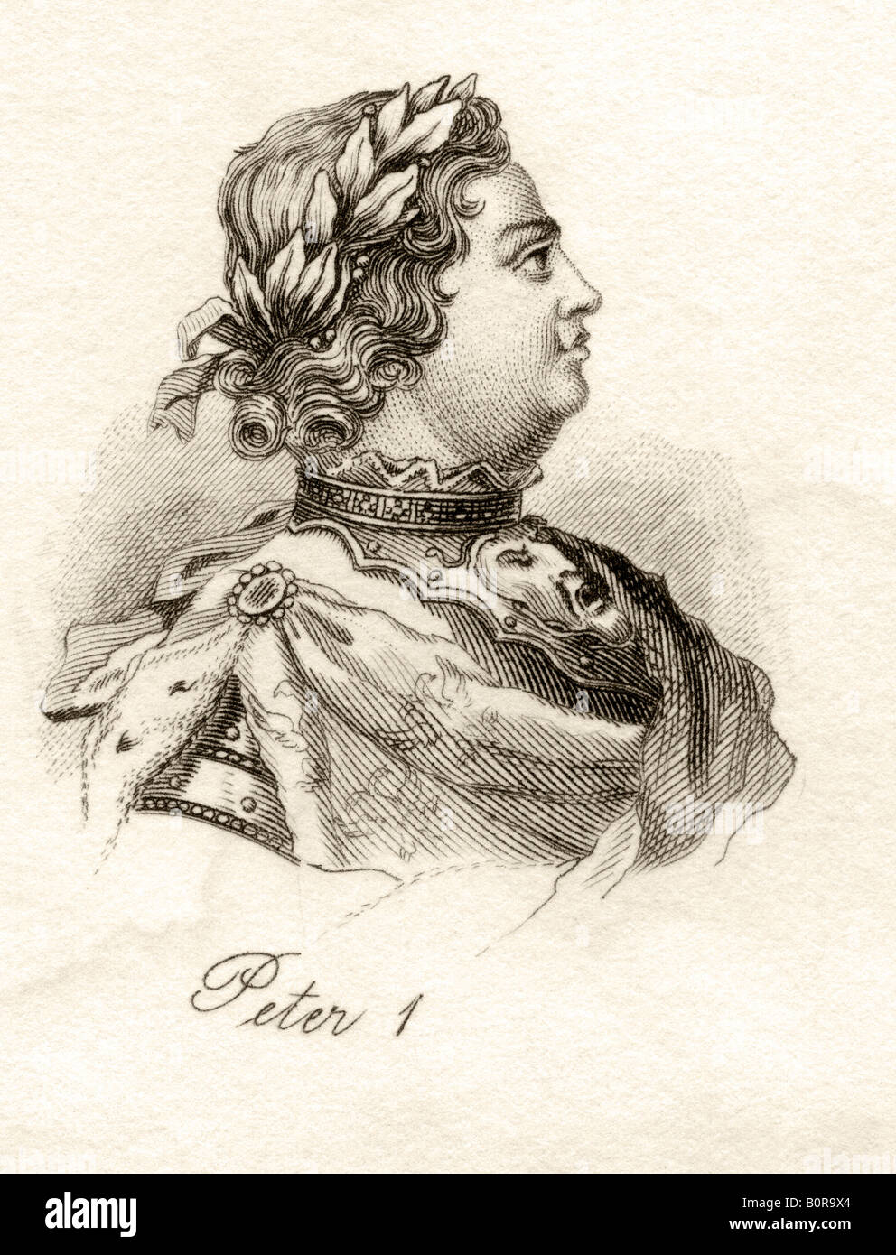 Peter I or Peter the Great, 1672 - 1725. Tsar of Russia, 1682 - 1725. From the book Crabbs Historical Dictionary, published 1825. Stock Photo