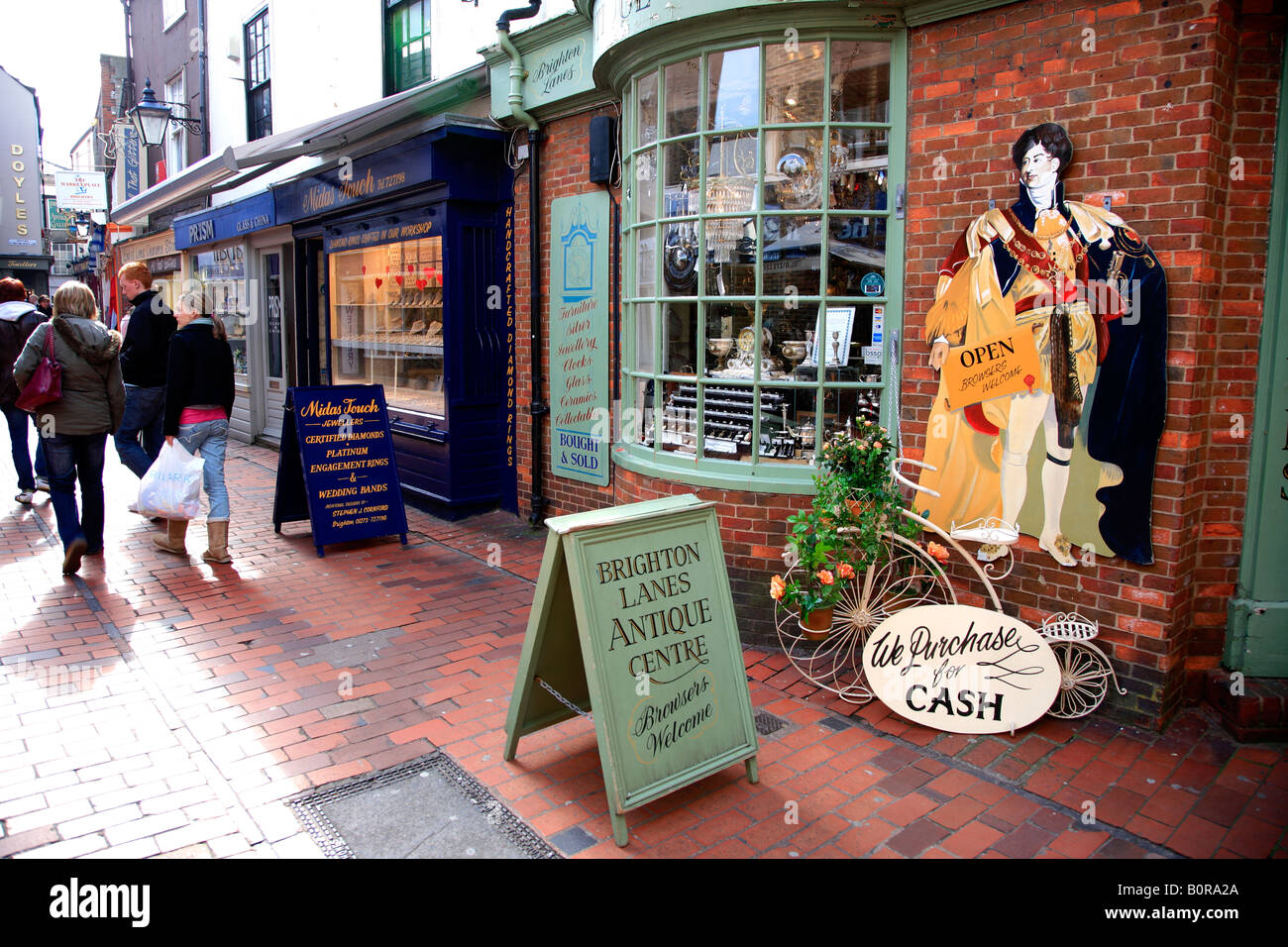 Shops Passageway the Lanes Shopping Arcades Brighton town Sussex Stock ...