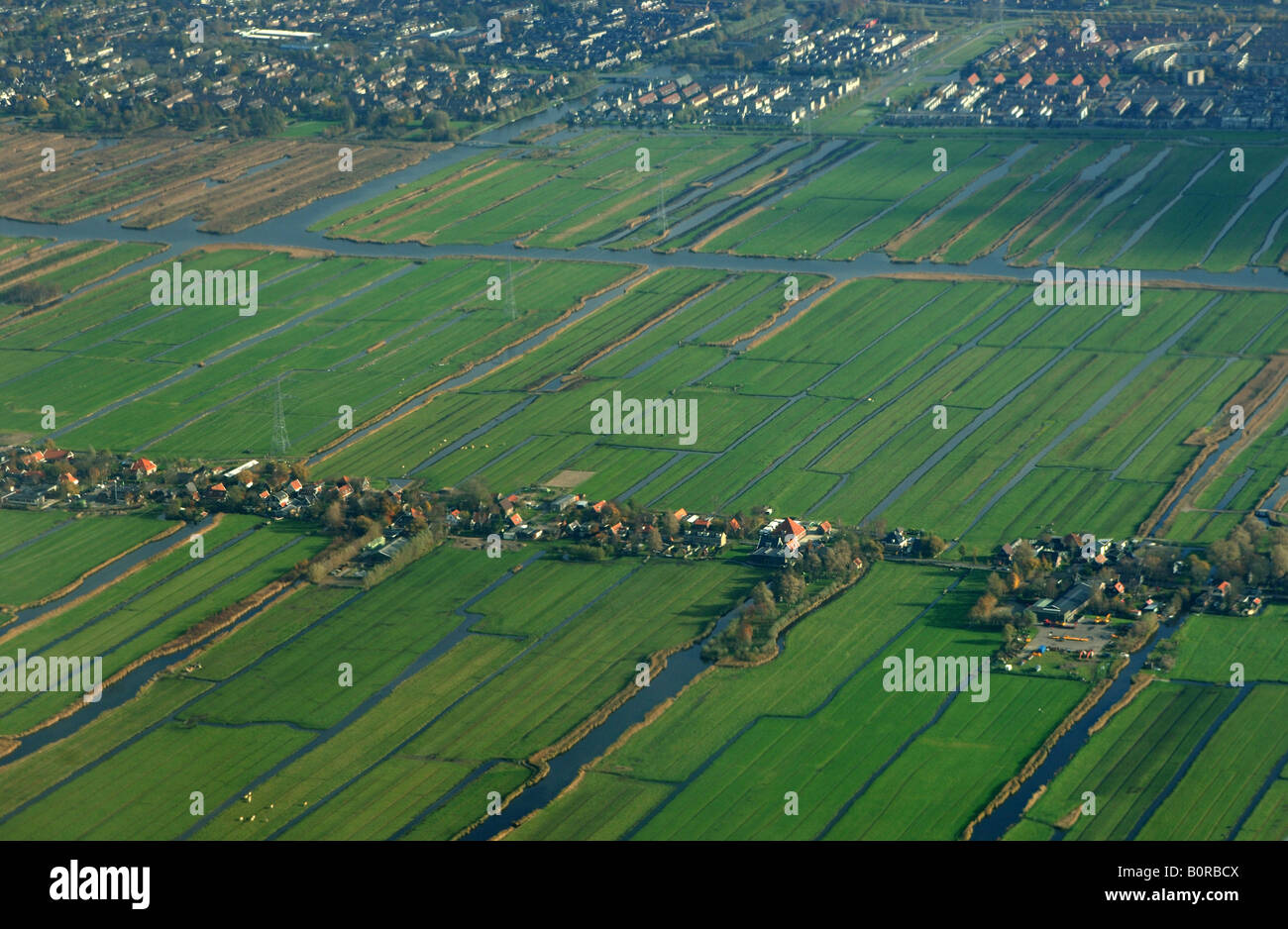 Aerial view of the polder of the twiske Stock Photo