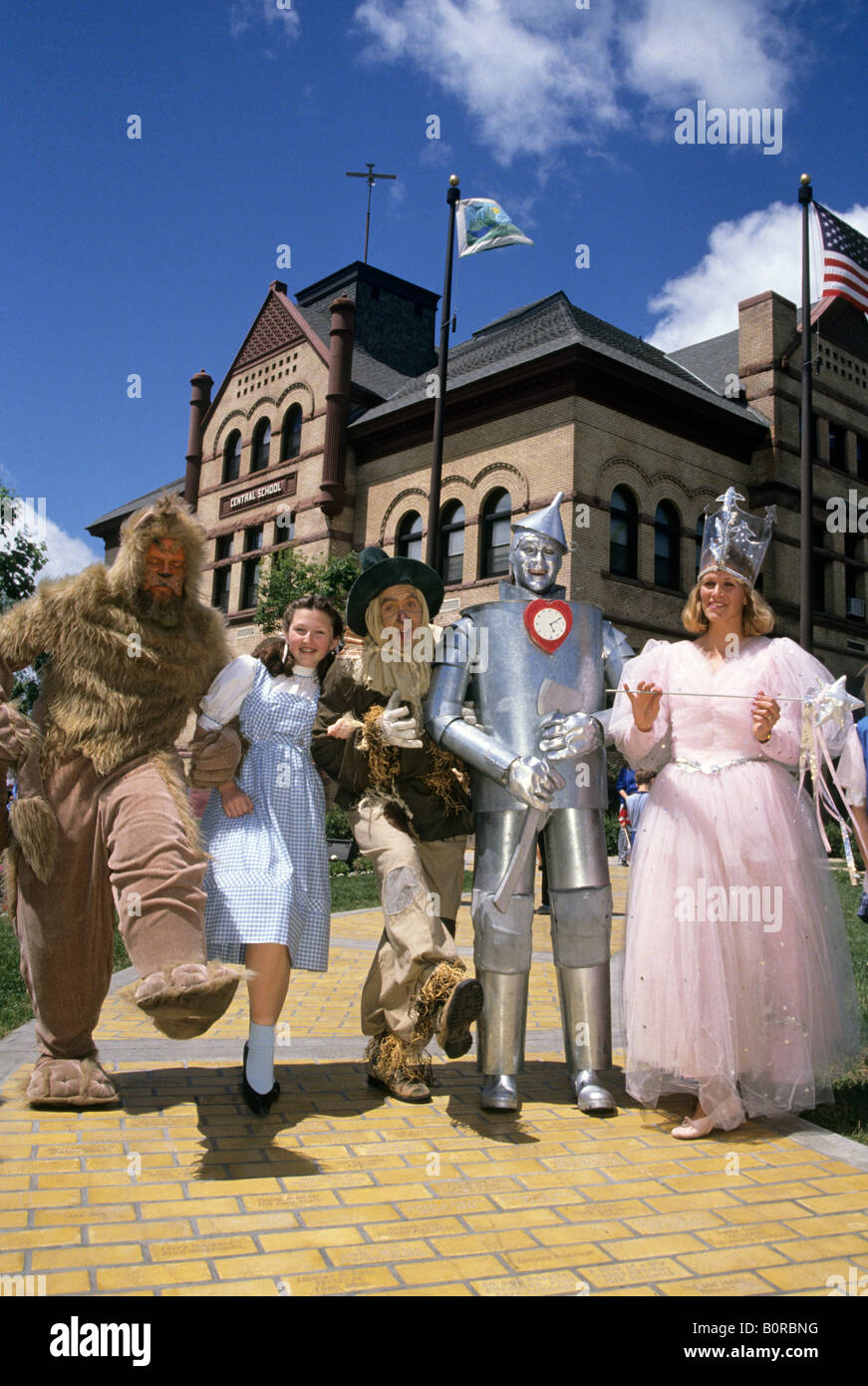 WIZARD OF OZ CHARACTERS DURING JUDY GARLAND DAYS IN GRAND RAPIDS, MINNESOTA. SUMMER. Stock Photo