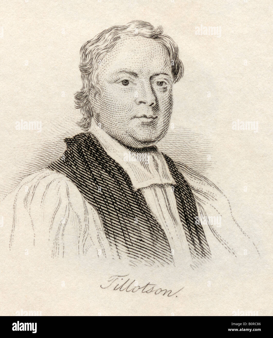 John Tillotson, 1630 - 1694. English prelate, archbishop of Canterbury. From the book Crabbs Historical Dictionary, published 1825. Stock Photo