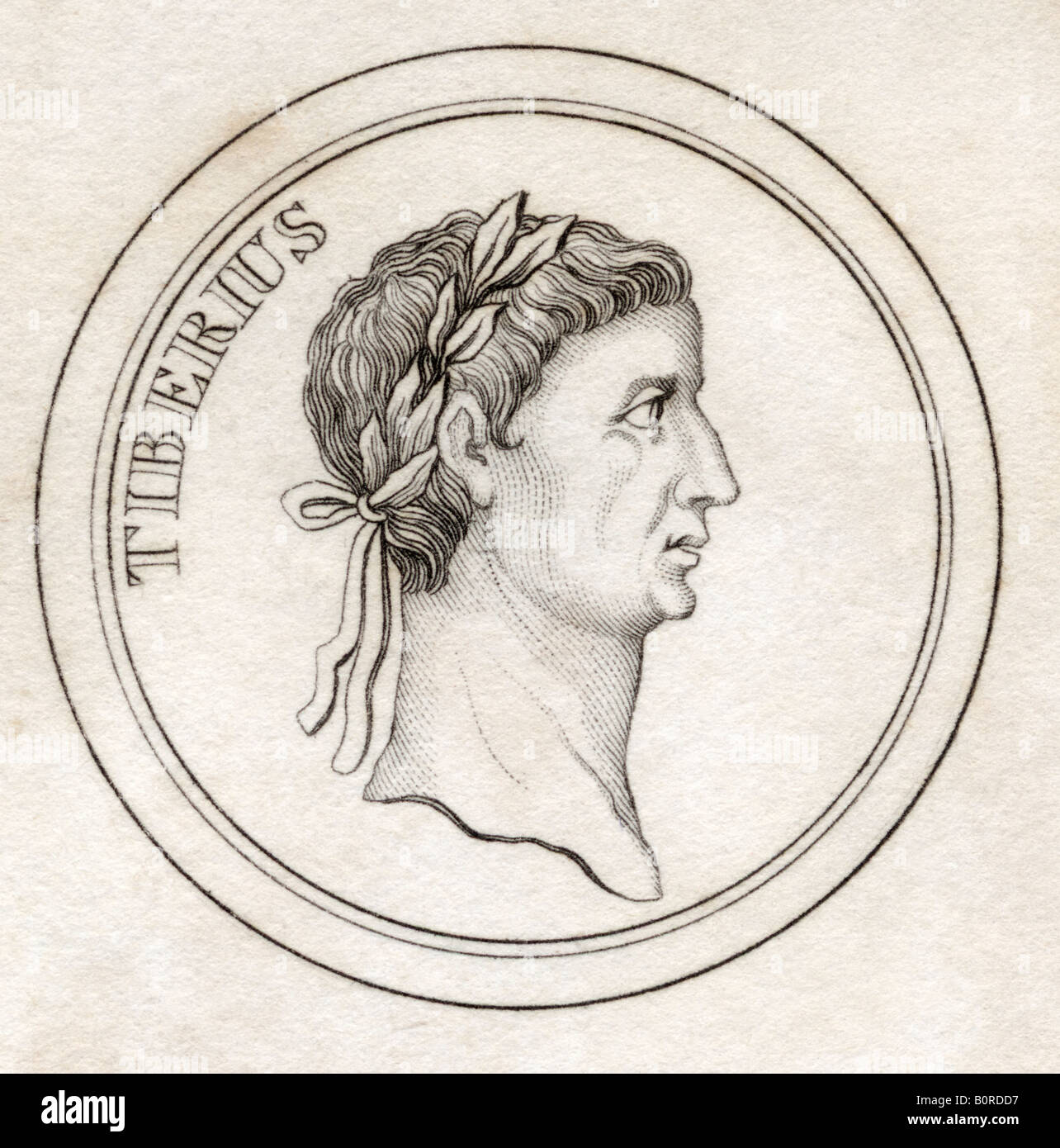 Tiberius I, Tiberius Caesar Augustus, 42BC - 37AD.  Second Roman emperor. Stock Photo