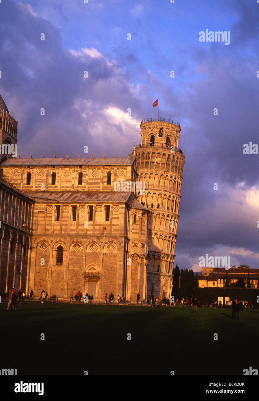 Leaning Tower of Pisa at sunset Pisa Tuscany Italy Stock Photo