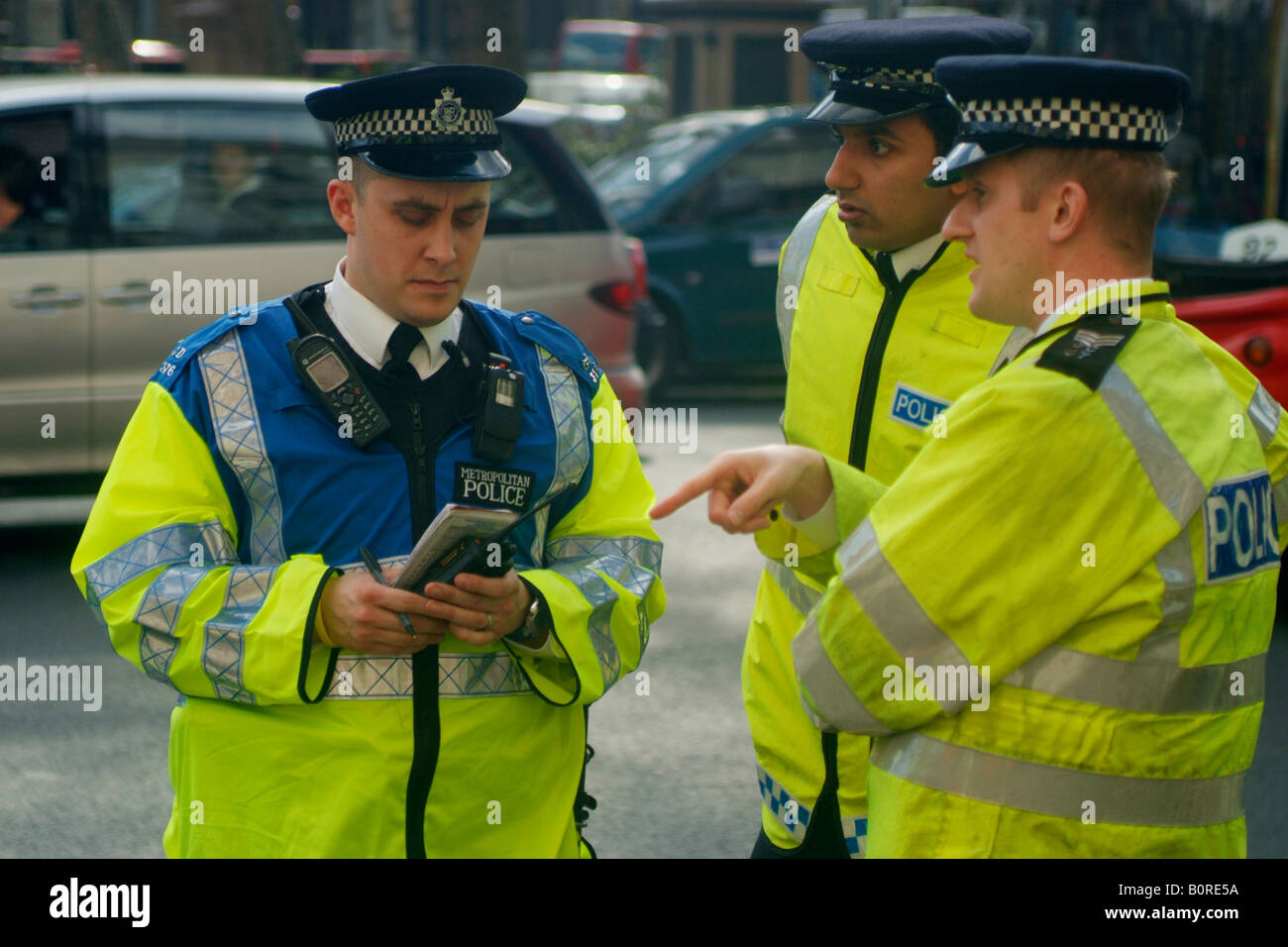 Metropolitan police officers on duty in London. Stock Photo