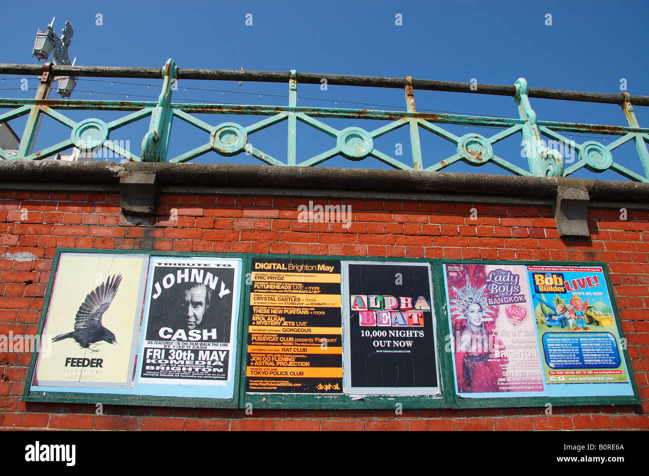 Cultural event posters, Brighton promenade, Brighton, UK Stock Photo