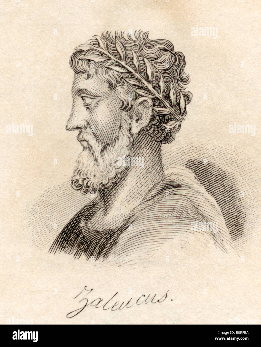 Zaleucus, 7th century BC. Greek lawgiver of Epizephyrian Locri in Italy, and Pythagorean philosopher. Deviser of first written Greek law code Locrian. Stock Photo