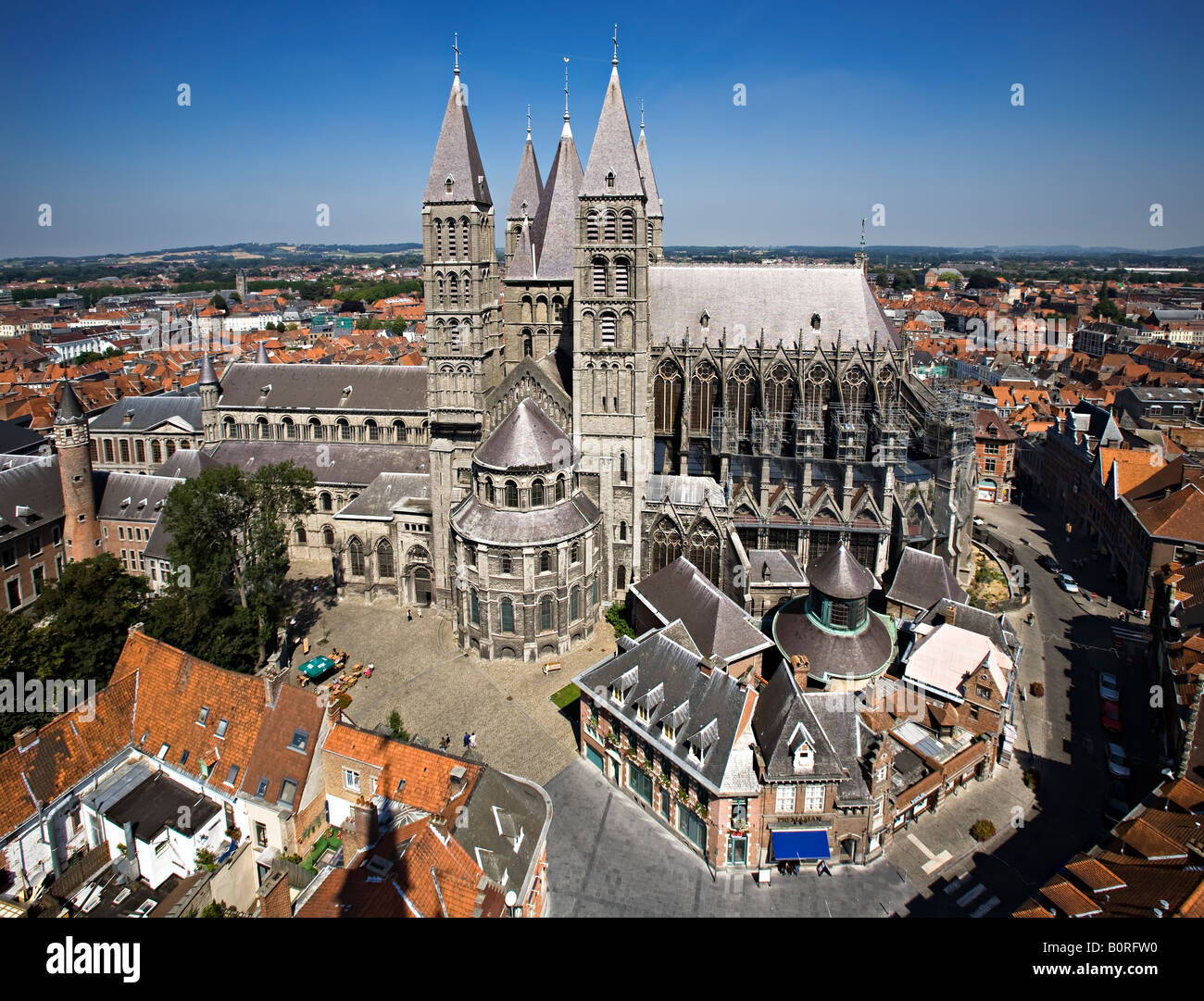 Cathedral Notre Dame Grand Place Tournai Belgium Stock Photo