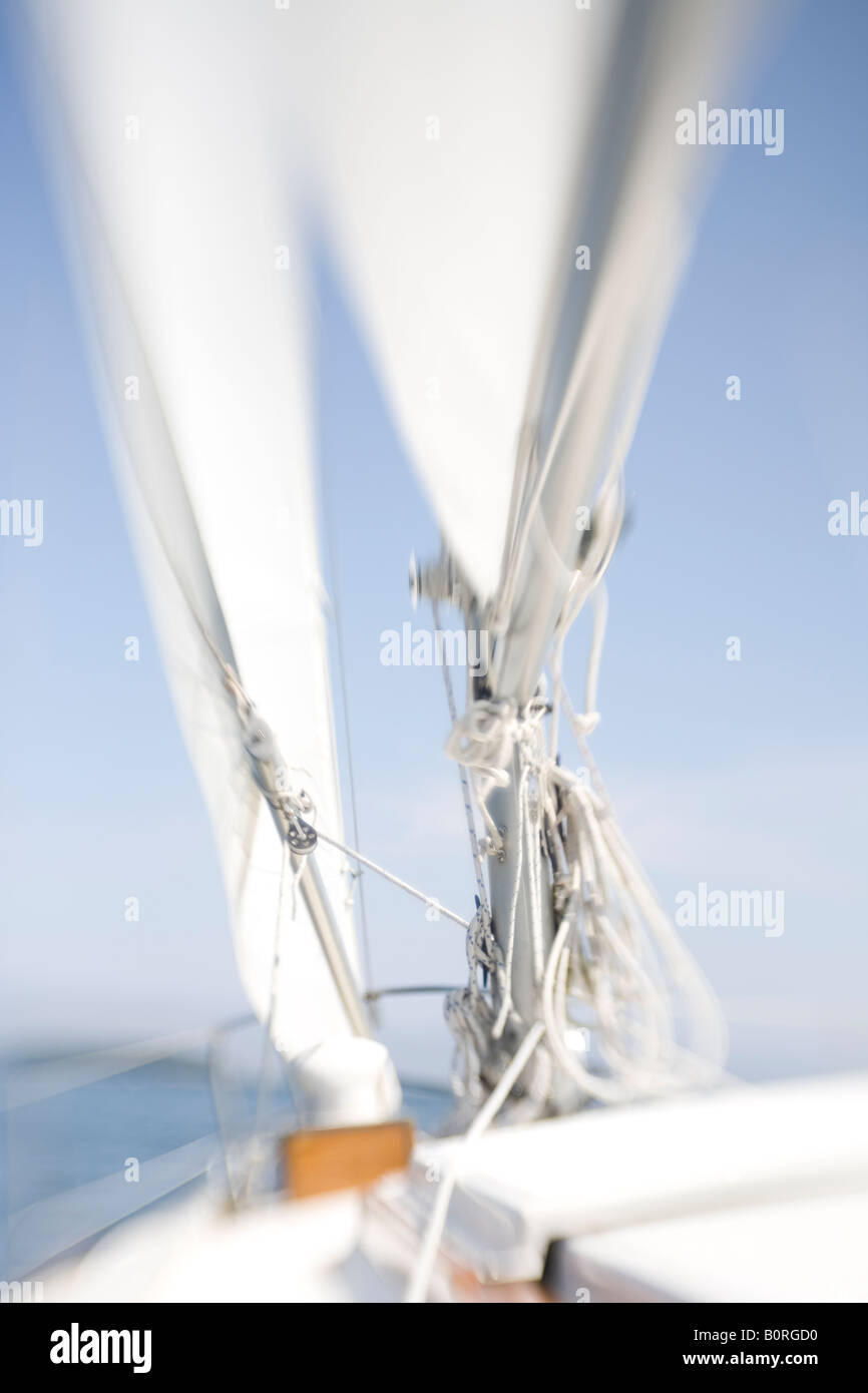 sail boat under sail journey voyage yachting Stock Photo