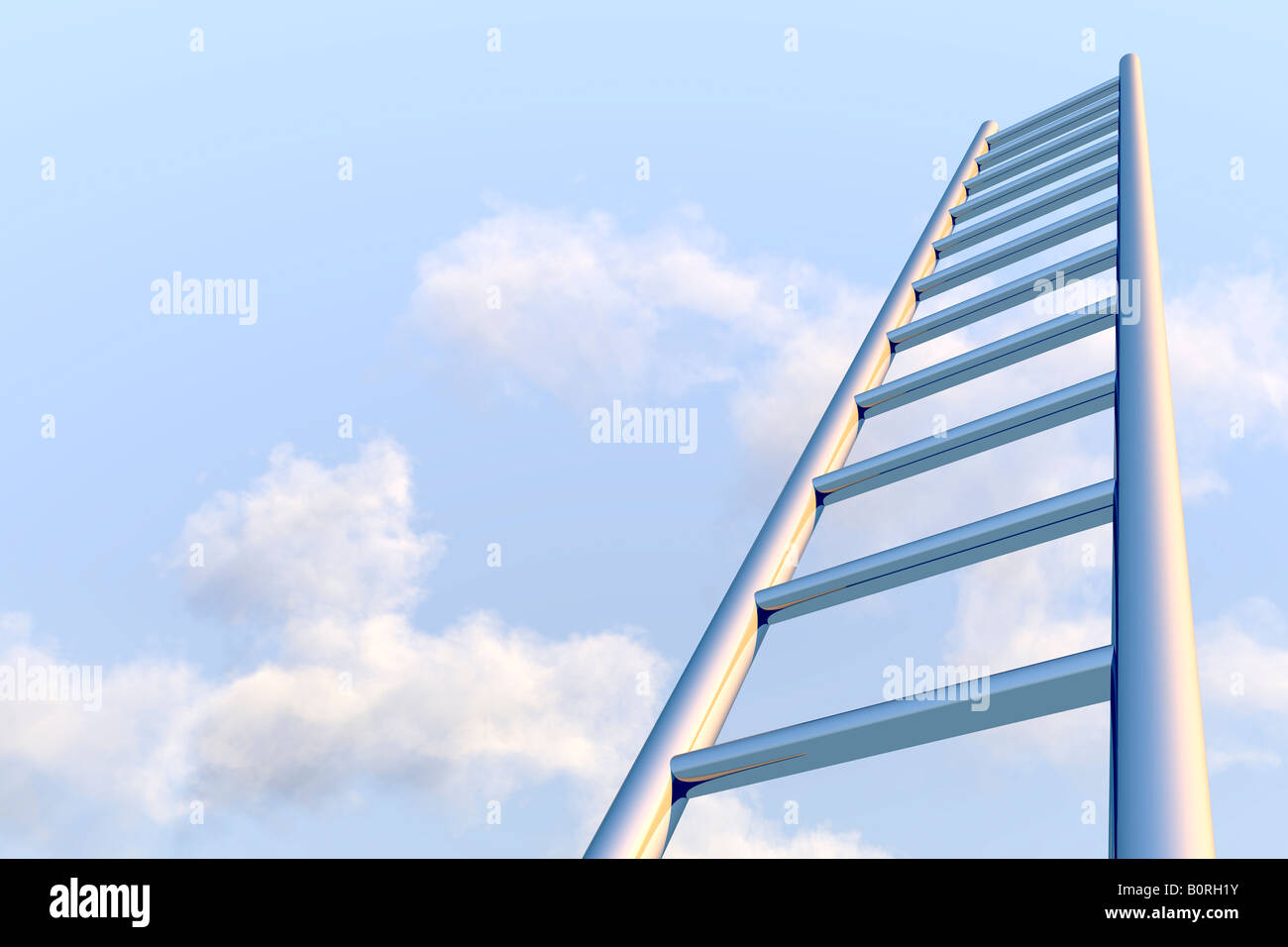 Ladder rising into blue sky. Stock Photo