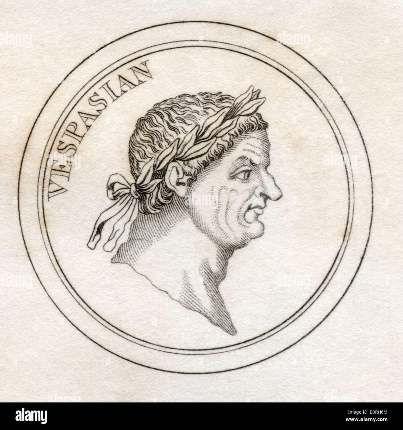 Vespasian, Titus Flavius Sabinus Vespasianus, AD9 - 79.  Roman Emperor.  From the book Crabbs Historical Dictionary published 1825 Stock Photo