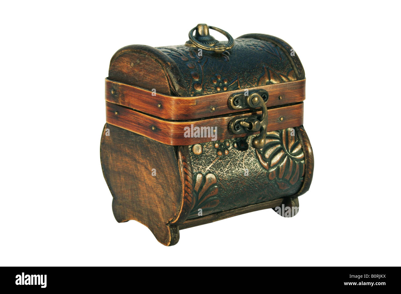 Isolated antique wooden chest on white background Stock Photo - Alamy