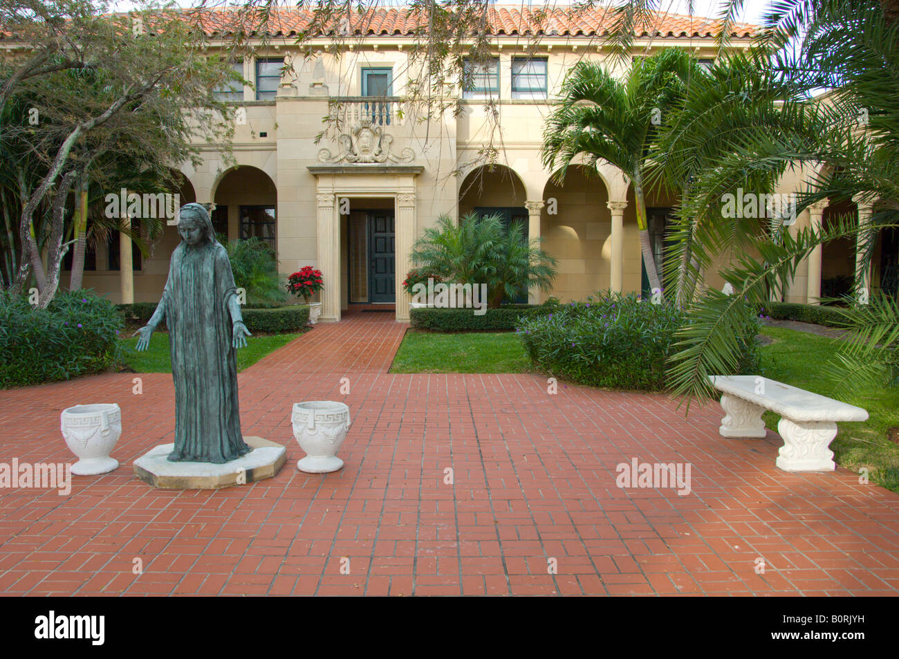 Exterior garden of the St Edwards Roman Catholic Church in West Palm Beach Florida USA Stock Photo