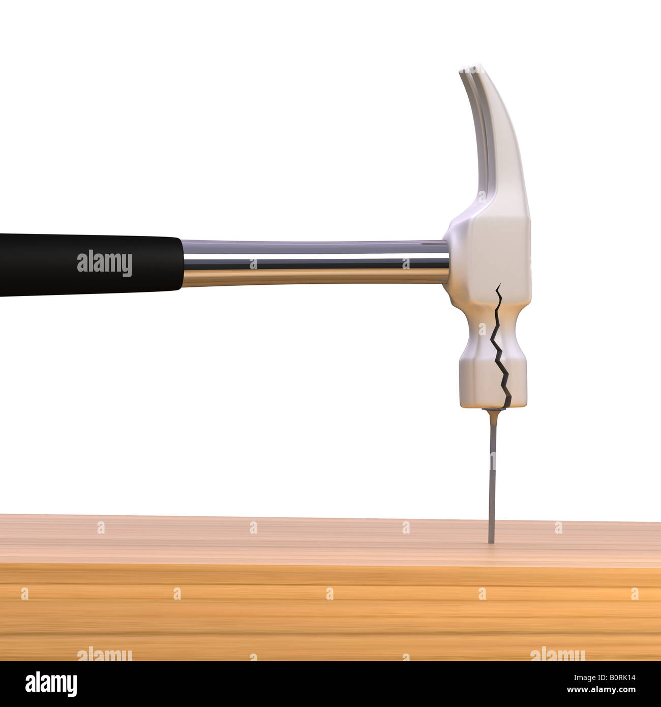 Broken Hammer cracked hammer head over white background Stock Photo Alamy