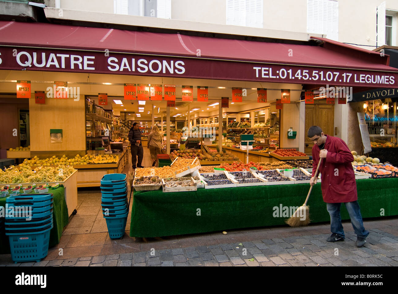 Neighborhood grocery store in the early morning on Rue Cler in Paris France Stock Photo Alamy