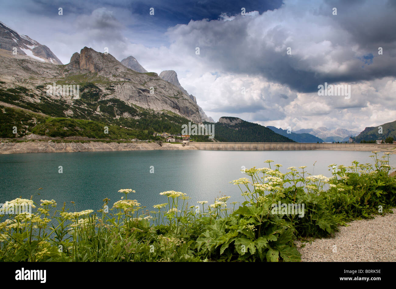 Lake Fedaia and Marmolada Peaks from Fedaia Pass, Dolomites, Italy Stock  Photo - Alamy