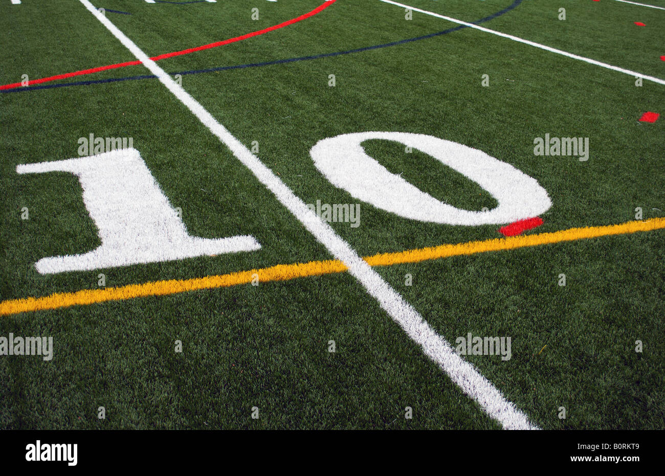 10 yard line on the football field Stock Photo