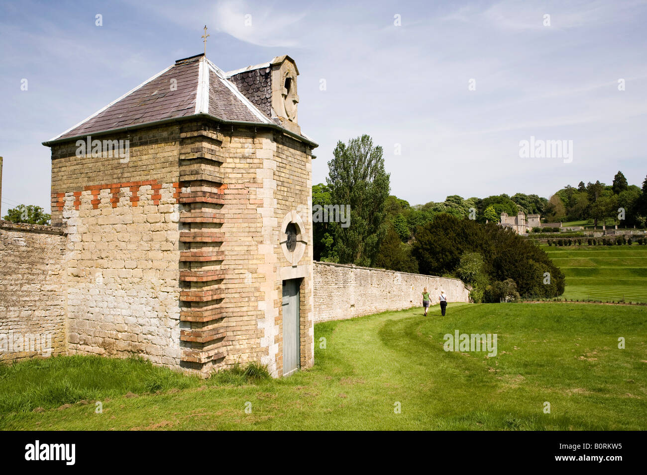 UK England Lincolnshire Easton near Grantham Easton Hall Tudor walled garden tower Stock Photo