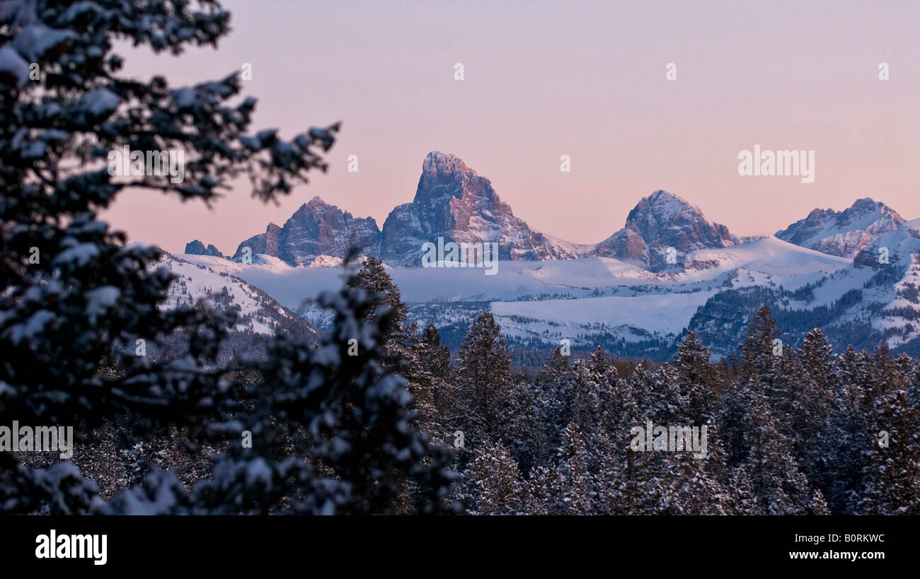 Idaho Driggs The majestic teton Mountains in winter Stock Photo