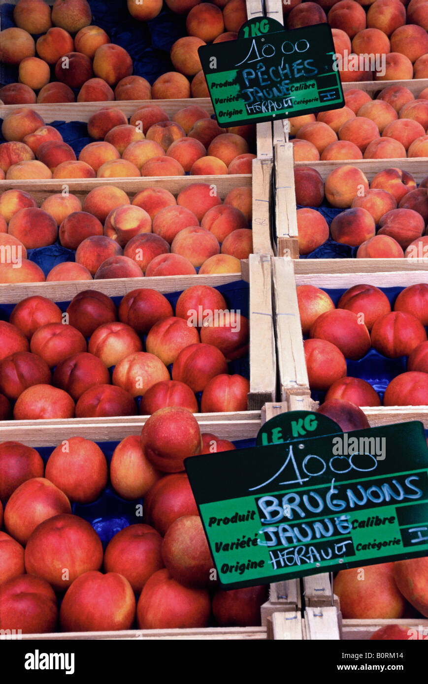 Nectarines in street market in France Stock Photo Alamy