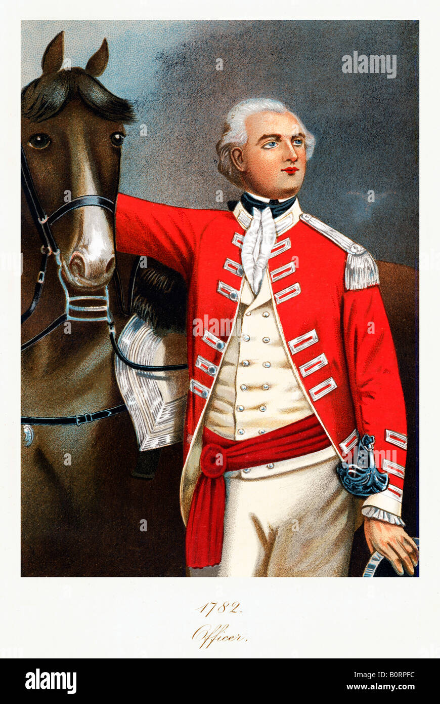 Officer 11th Dragoons 1782 print of the regiment formerly Honywells Kerrs and Ancrams later 11th Hussars Stock Photo