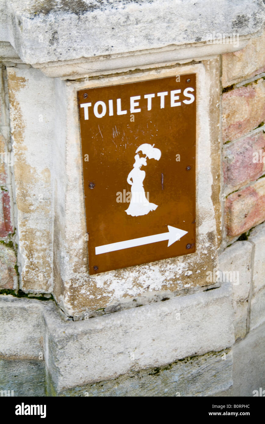 french toilet sign france women ladies wc water closet bog public Stock Photo