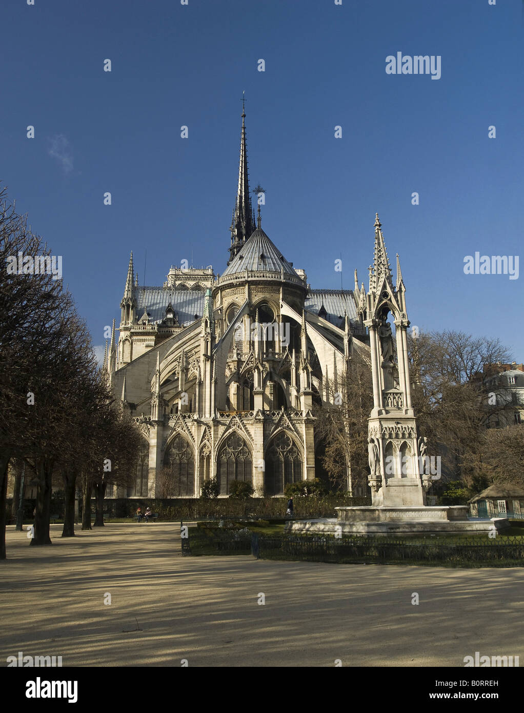 notre dame in the city of paris vertical Stock Photo
