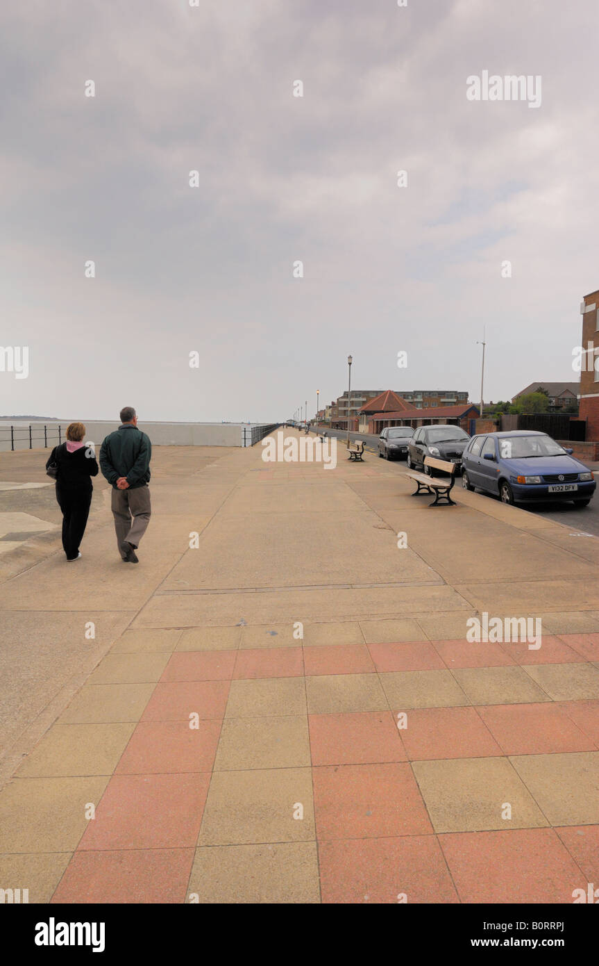 West Kirby promenade with Hilbre Island on the skyline Stock Photo Alamy