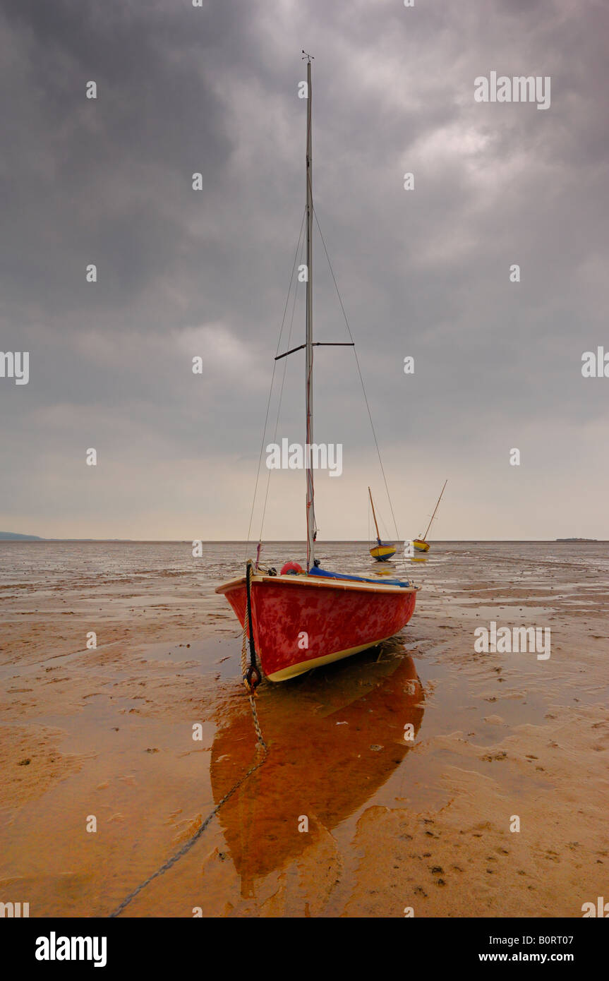 Stormy skies over West Kirby tidal mudflats Stock Photo