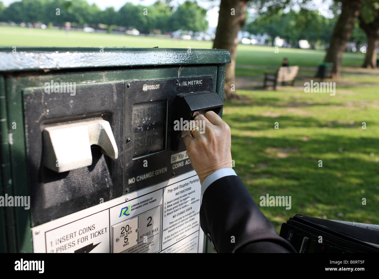 Parking Meter on Richmond Green, Surrey Stock Photo Alamy