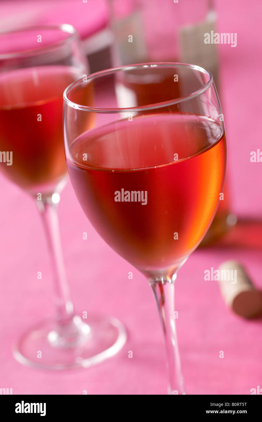 Glasses of chilled rose wine Stock Photo Alamy