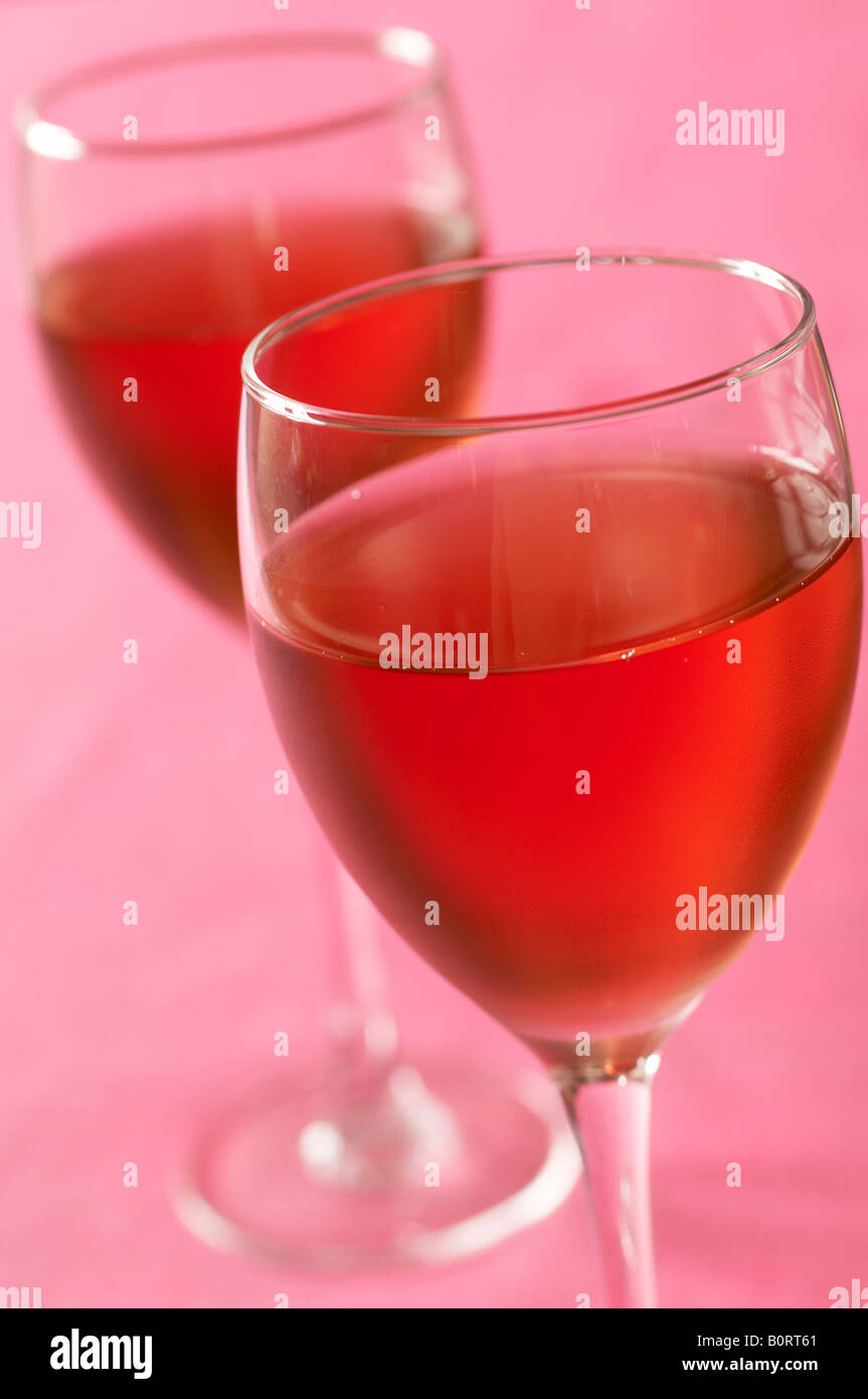 Glasses of chilled rose wine Stock Photo Alamy