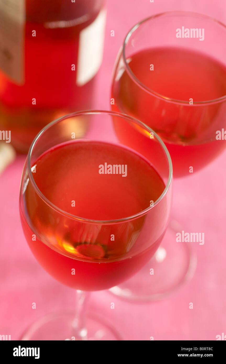 Glasses of chilled rose wine Stock Photo Alamy