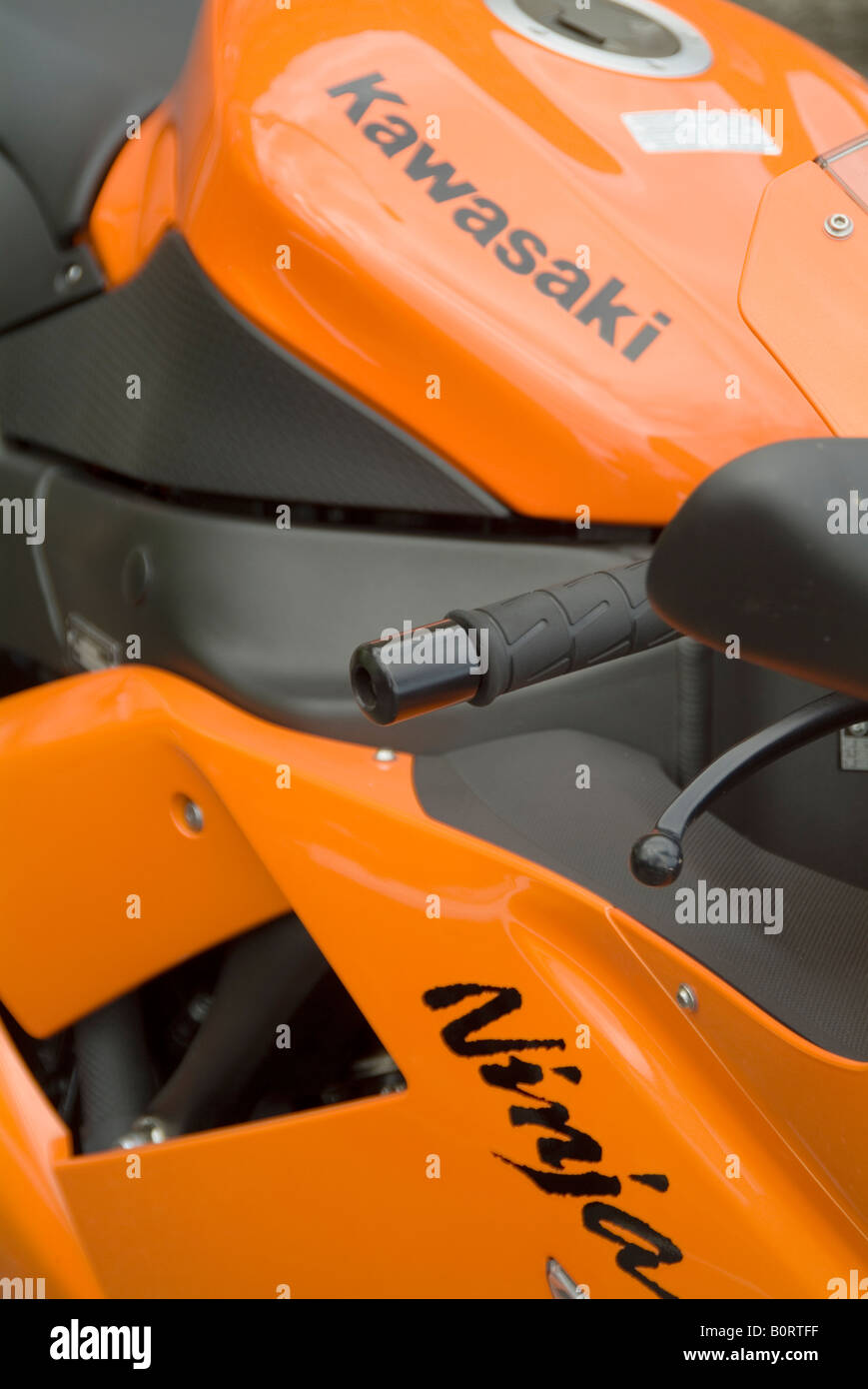 kawasaki ninja sports bike orange motor bike cycle Stock Photo - Alamy