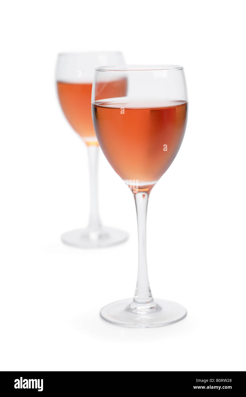Glasses of chilled rose wine Stock Photo Alamy