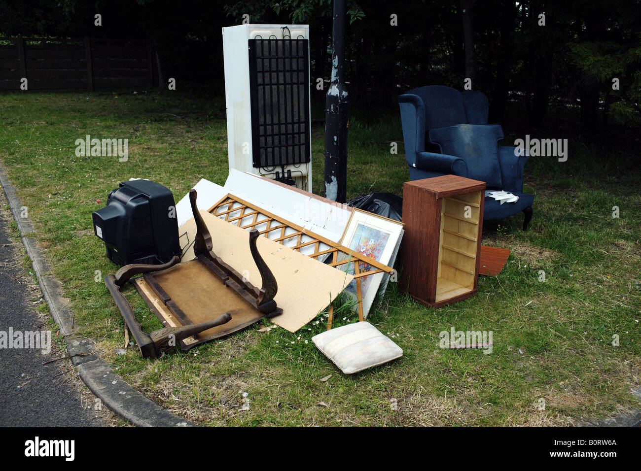 Rubbish left outside to be collected by refuse collector. Stock Photo